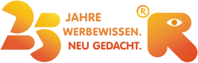 25 jahre werbewissen schriftzug mit rr logo